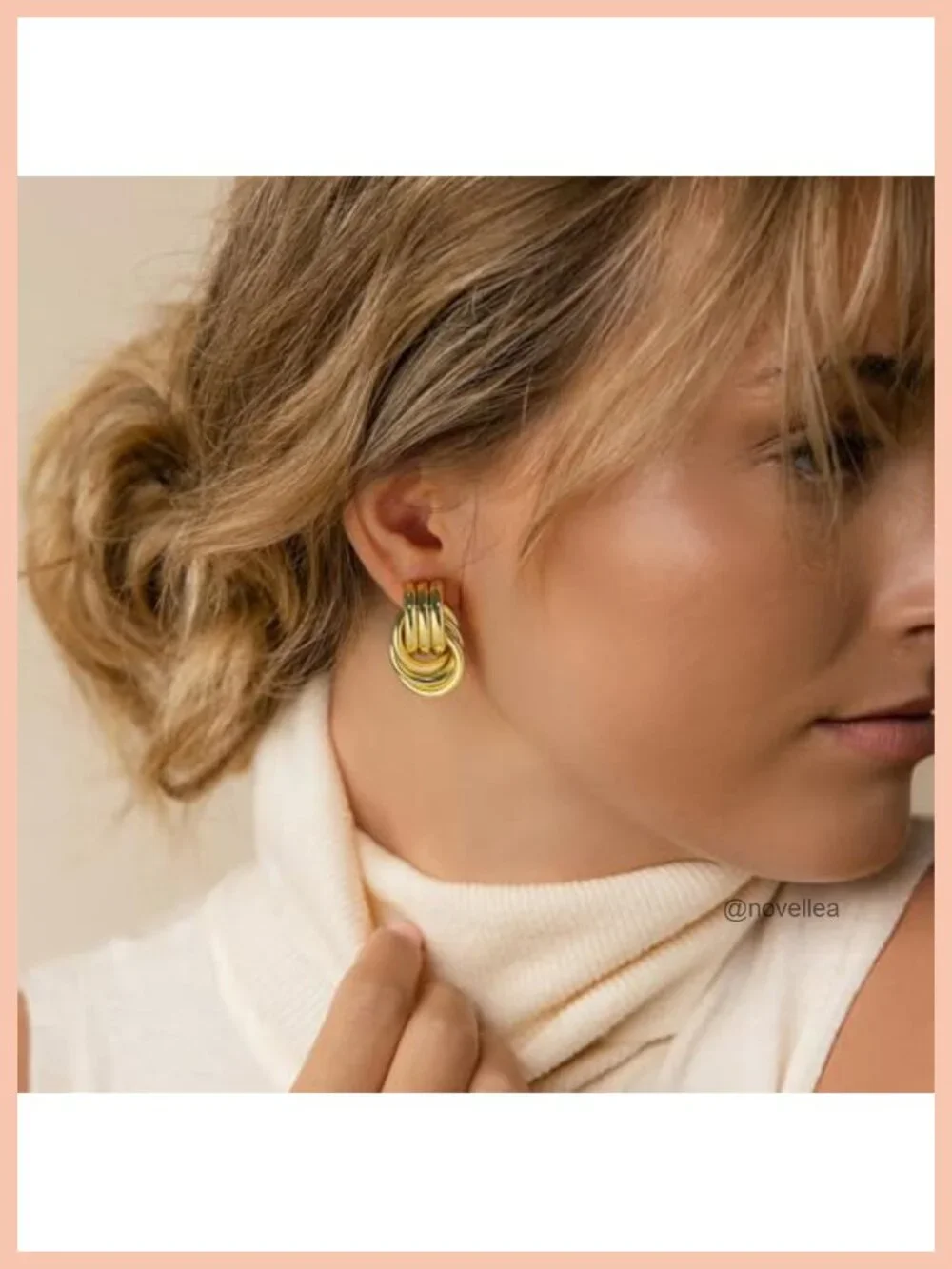 Chunky Gold Knot Earrings for Women, Drop Dangle Long Link Earrings Statement